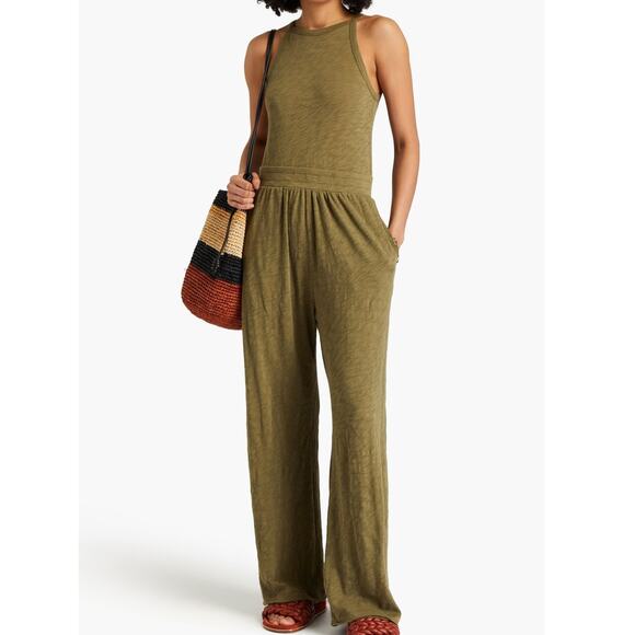 ATM Anthony Thomas Melillo Slub Cotton Jersey Jumpsuit Army Green Women's M - Picture 1 of 13